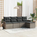 vidaXL Buitensofa met kussen 5 pcs Zwart poly rattan
