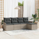 vidaXL Buitensofa met kussen 5 pcs Zwart poly rattan