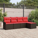 vidaXL Tuinbank Set met kussen 5 pcs Bruin poly rattan
