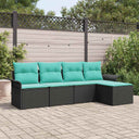 vidaXL Tuinbank Set met kussen 5 pcs Bruin poly rattan
