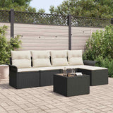 vidaXL Buitensofa met kussen 5 pcs Zwart poly rattan