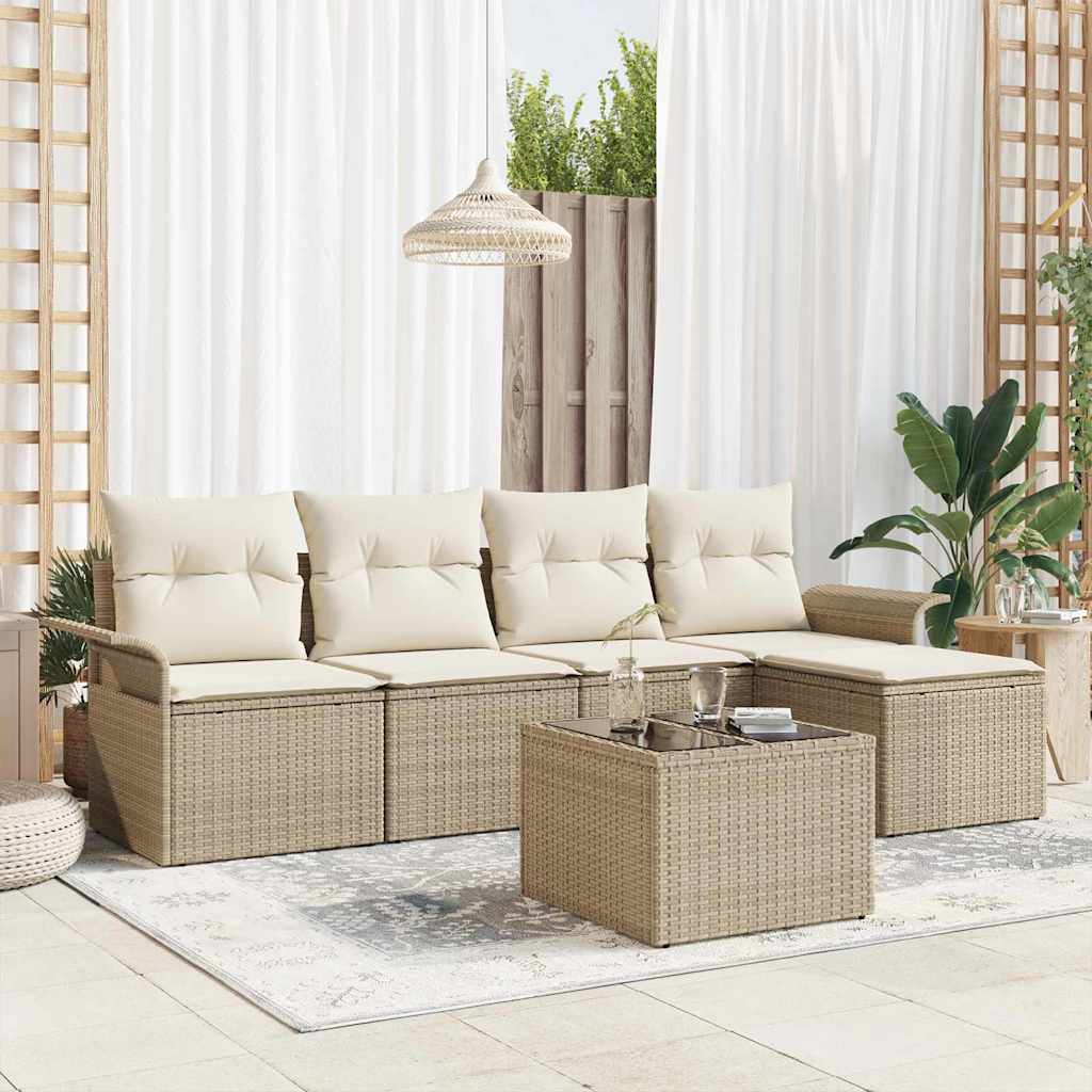 vidaXL Buitensofa met kussen 5 pcs Zwart poly rattan