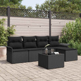 vidaXL Buitensofa met kussen 5 pcs Zwart poly rattan