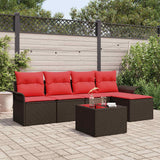 vidaXL Tuinbank Set met kussen 5 pcs Bruin poly rattan