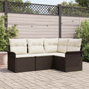 vidaXL Tuinbank Set met kussen 4 pcs Zwart poly rattan