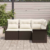 vidaXL Tuinbank Set met kussen 4 pcs Zwart poly rattan