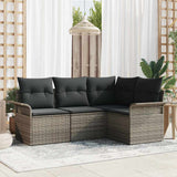vidaXL Tuinbank Set met kussen 4 pcs Zwart poly rattan
