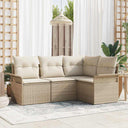 vidaXL Tuinbank Set met kussen 4 pcs Zwart poly rattan