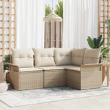 vidaXL Tuinbank Set met kussen 4 pcs Zwart poly rattan