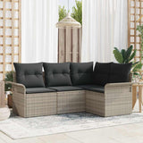 vidaXL Tuinbank Set met kussen 4 pcs Zwart poly rattan