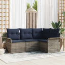 vidaXL Garden Sofa Set with Cushion Brown Poly Rattan