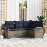 vidaXL Garden Sofa Set with Cushion Brown Poly Rattan