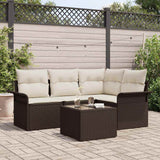 vidaXL Tuinbank Set met kussen 4 pcs Zwart poly rattan