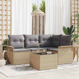 vidaXL Tuinbank Set met kussen 4 pcs Zwart poly rattan