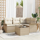vidaXL Tuinbank Set met kussen 4 pcs Zwart poly rattan