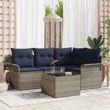 vidaXL Garden Sofa Set with Cushion Brown Poly Rattan