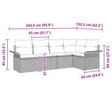 vidaXL Tuinbank Set met kussen 5 pcs Zwart poly rattan
