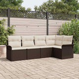 vidaXL Tuinbank Set met kussen 5 pcs Zwart poly rattan