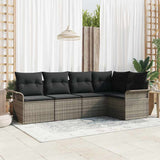 vidaXL Tuinbank Set met kussen 5 pcs Zwart poly rattan