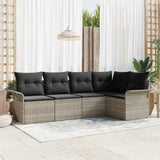 vidaXL Tuinbank Set met kussen 5 pcs Zwart poly rattan