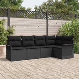 vidaXL Tuinbank Set met kussen 5 pcs Zwart poly rattan