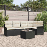 vidaXL Tuinbank Set met kussen 5 pcs Zwart poly rattan