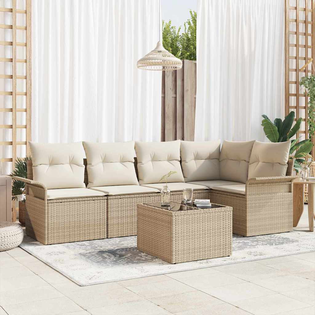 vidaXL Tuinbank Set met kussen 5 pcs Zwart poly rattan