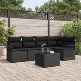 vidaXL Tuinbank Set met kussen 5 pcs Zwart poly rattan