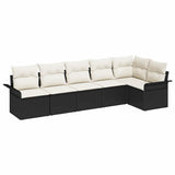 vidaXL Tuinbank Set met kussen 6 pcs Zwart poly rattan