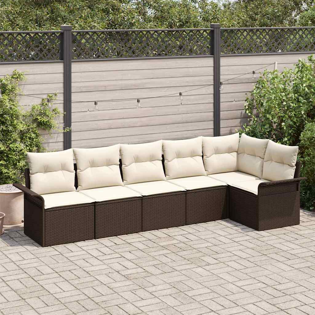 vidaXL Tuinbank Set met kussen 6 pcs Zwart poly rattan
