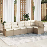 vidaXL Tuinbank Set met kussen 6 pcs Zwart poly rattan