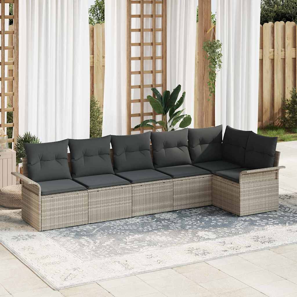 vidaXL Tuinbank Set met kussen 6 pcs Zwart poly rattan