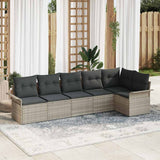 vidaXL Tuinbank Set met kussen 6 pcs Zwart poly rattan
