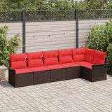vidaXL Tuinbank Set met kussen 6 pcs Bruin poly rattan