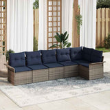 vidaXL Tuinbank Set met kussen 6 pcs Bruin poly rattan