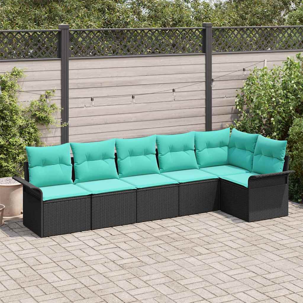 vidaXL Tuinbank Set met kussen 6 pcs Bruin poly rattan