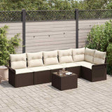 vidaXL Tuinbank Set met kussen 6 pcs Zwart poly rattan