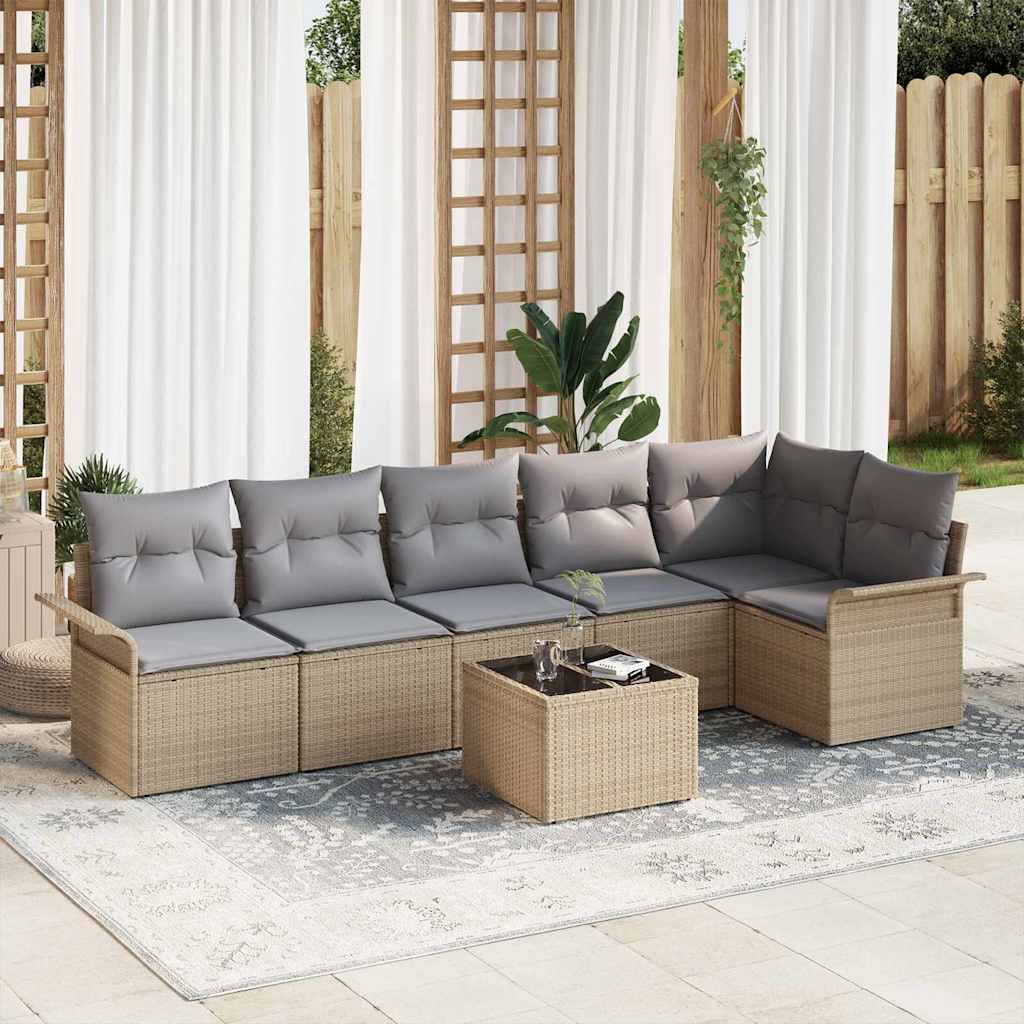 vidaXL Tuinbank Set met kussen 6 pcs Zwart poly rattan