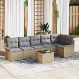 vidaXL Tuinbank Set met kussen 6 pcs Zwart poly rattan