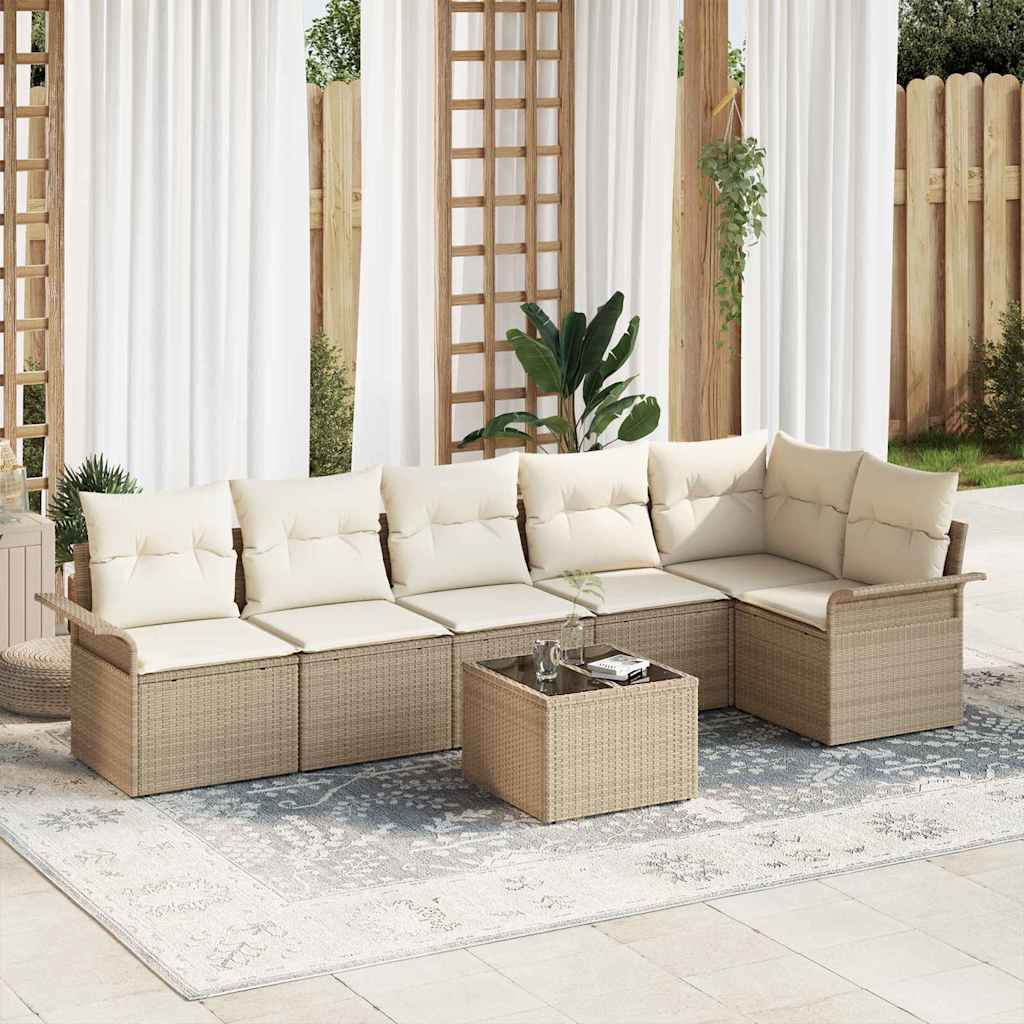vidaXL Tuinbank Set met kussen 6 pcs Zwart poly rattan