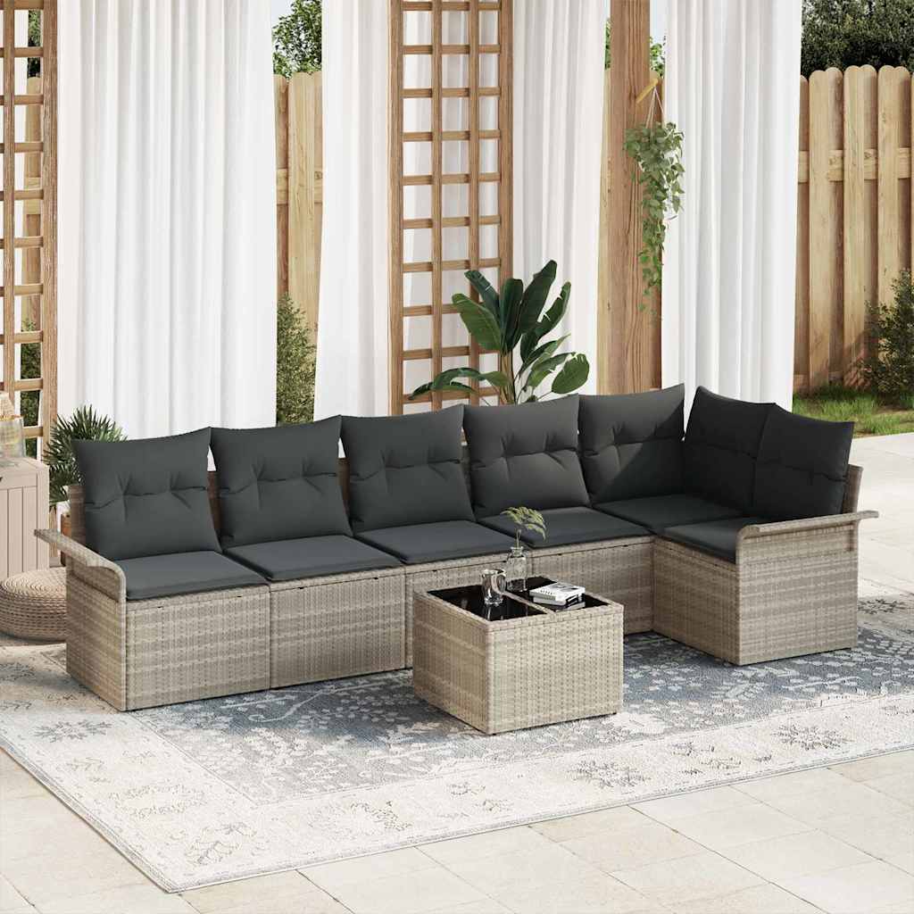 vidaXL Tuinbank Set met kussen 6 pcs Zwart poly rattan