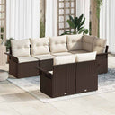 vidaXL Tuinbank Set met kussen 7 pcs Zwart poly rattan