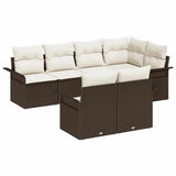 vidaXL Tuinbank Set met kussen 7 pcs Zwart poly rattan