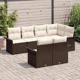 vidaXL Tuinbank Set met kussen 7 pcs Zwart poly rattan