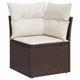 vidaXL Tuinbank Set met kussen 7 pcs Zwart poly rattan