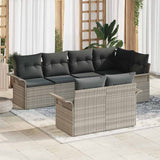 vidaXL Tuinbank Set met kussen 7 pcs Zwart poly rattan