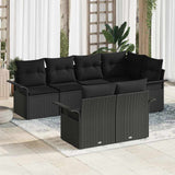 vidaXL Tuinbank Set met kussen 7 pcs Zwart poly rattan