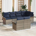 vidaXL Tuinbank Set met kussen 7 pcs Bruin poly rattan