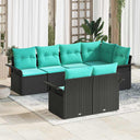 vidaXL Tuinbank Set met kussen 7 pcs Bruin poly rattan