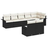 vidaXL Tuinbank Set met kussen 8 pcs Zwart poly rattan